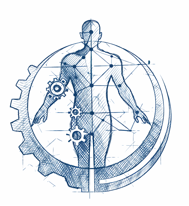 The Body Mechanist anatomical gear illustration